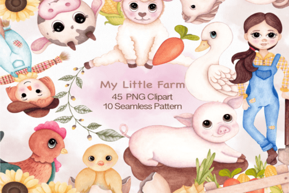 Download My Little Farm Digital Watercolor - Digital Collection