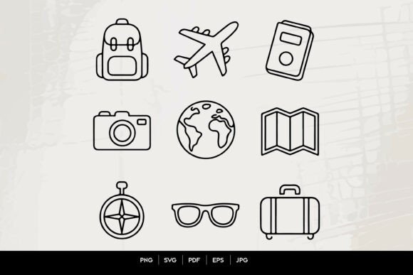 Download Continuous Line Travel Icon Set - Travel icon set Collection