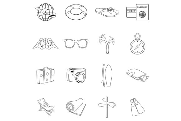 Download Travel Icon Set Outline - Travel icon set Collection