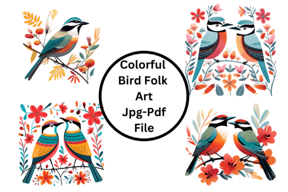 Download Colorful Bird Folk Art - Colorful bird Collection
