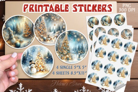 Download Christmas Watercolor Stickers Printable - Watercolor stickers Collection