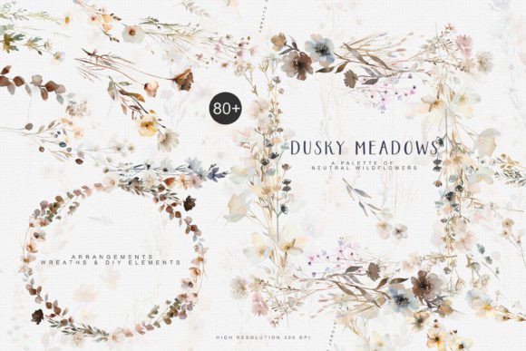 Download Watercolor Wildflowers Digital Clipart - Digital Collection