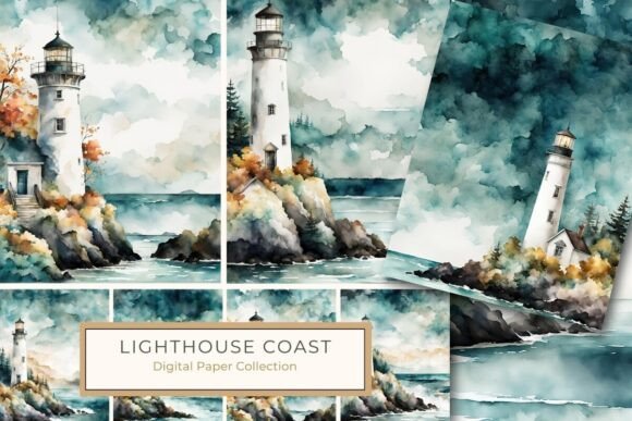 Download Coastal Lighthouse Digital Art Printable - Digital Collection