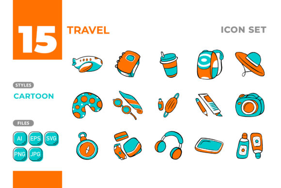 Download Travel Icon Set (Cartoon Style) #01 - Travel icon set Collection