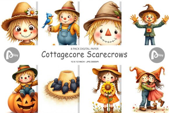 Download Cute Scarecrow Digital Paper - Digital Collection