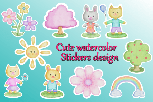 Download Cute Watercolor Stickers - Watercolor stickers Collection