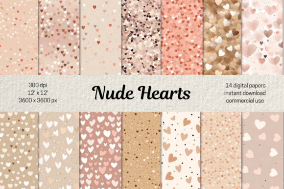 Download Valentines Nude Hearts Digital Papers - Digital Collection